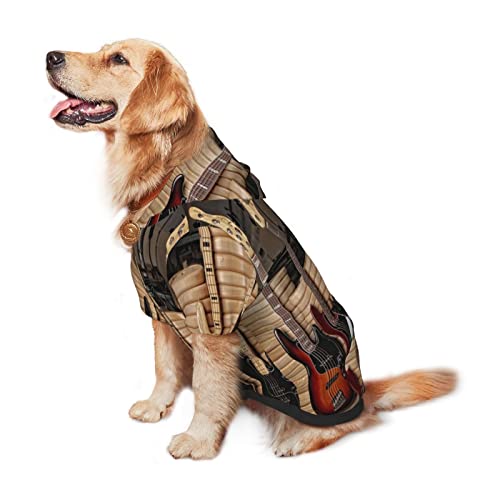 Guitarra Bass Music Instrumentos musicales Impresión Ropa para perros Ropa para mascotas Ropa de disfraces Sudaderas de invierno Paño mediano y grande Sudadera