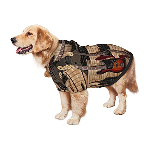 Guitarra Bass Music Instrumentos musicales Impresión Ropa para perros Ropa para mascotas Ropa de disfraces Sudaderas de invierno Paño mediano y grande Sudadera