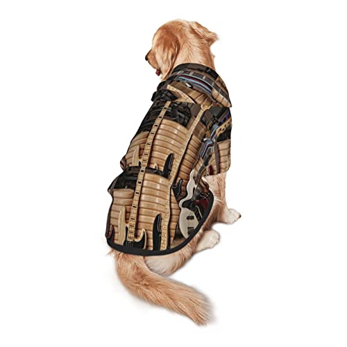 Guitarra Bass Music Instrumentos musicales Impresión Ropa para perros Ropa para mascotas Ropa de disfraces Sudaderas de invierno Paño mediano y grande Sudadera