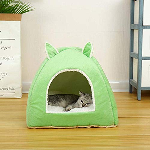 Gulunmun Cama para Gatos Calentador Plegable para Gatos de Interior Casa para Perros con colchón extraíble Jaula para Cachorros Tumbona Tienda para Gatos-Pink_40cmX40cmX35cm_