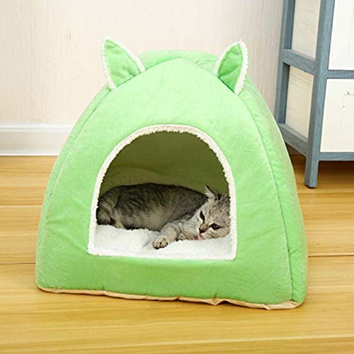 Gulunmun Cama para Gatos Calentador Plegable para Gatos de Interior Casa para Perros con colchón extraíble Jaula para Cachorros Tumbona Tienda para Gatos-Pink_40cmX40cmX35cm_