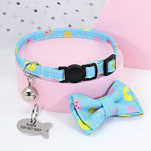 Gulunmun Collar de Gato de Nailon Personalizado, Collares de Gatito de Perro de liberación rápida Impresos   Bonitos, Collares de Etiqueta de identificación de Cachorro de Gato Grabados con Bell-3_XS
