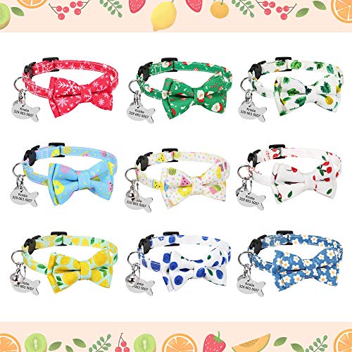 Gulunmun Collar de Gato de Nailon Personalizado, Collares de Gatito de Perro de liberación rápida Impresos   Bonitos, Collares de Etiqueta de identificación de Cachorro de Gato Grabados con Bell-3_XS