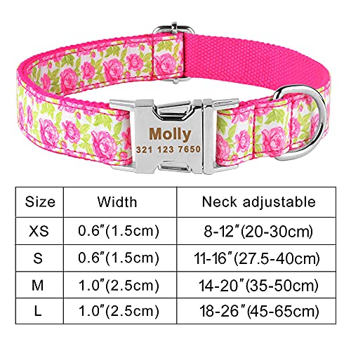 Gulunmun Etiqueta Personalizada para Perros y Gatos Collar de Nailon Personalizado Collares para Mascotas Cachorro Ajustable Perros medianos Grandes ID Nombre Grabado Collares para Perros-B_M