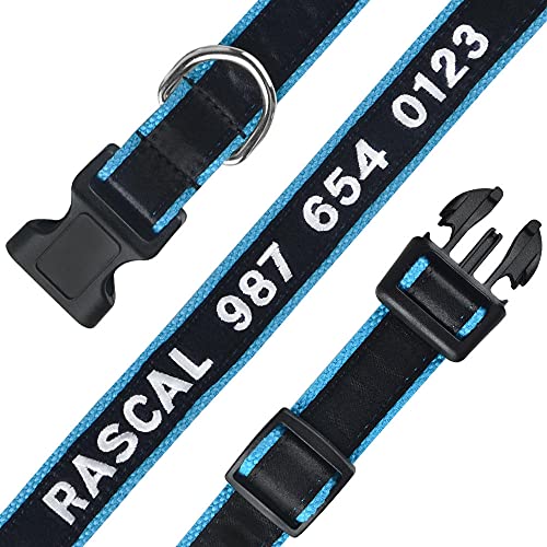 Gulunmun Productos de Nailon Ajustables Collares para Perros Nombre Bordado Personalizado Collar para Perros Cachorro Personalizado Collar de Perro Unisex Mediano Grande-E_S