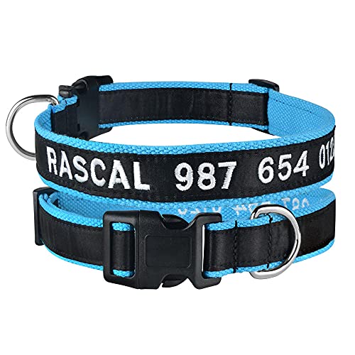Gulunmun Productos de Nailon Ajustables Collares para Perros Nombre Bordado Personalizado Collar para Perros Cachorro Personalizado Collar de Perro Unisex Mediano Grande-E_S