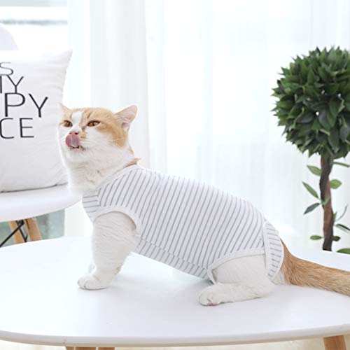 GUOJFEN Traje de recuperación para Gatos Cuidado de esterilización Mascota Gatito Anti mordedura Prevención de lamidas después de la cirugía Vestir Chaleco de Verano