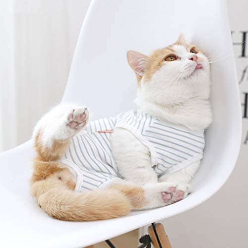 GUOJFEN Traje de recuperación para Gatos Cuidado de esterilización Mascota Gatito Anti mordedura Prevención de lamidas después de la cirugía Vestir Chaleco de Verano