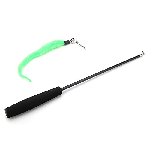 Gusano Teaser de Gato, Varita de Cazador de Alambre de Teaser retraído de Alta Elasticidad, Gatito de Gato, Juego de Mascotas, Juguete Interactivo, Varita de(Black Pole)