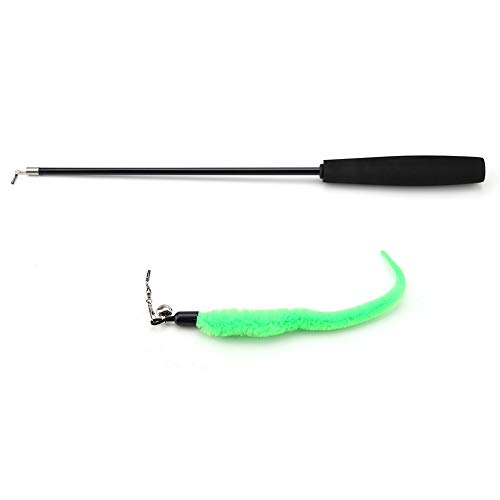 Gusano Teaser de Gato, Varita de Cazador de Alambre de Teaser retraído de Alta Elasticidad, Gatito de Gato, Juego de Mascotas, Juguete Interactivo, Varita de(Black Pole)