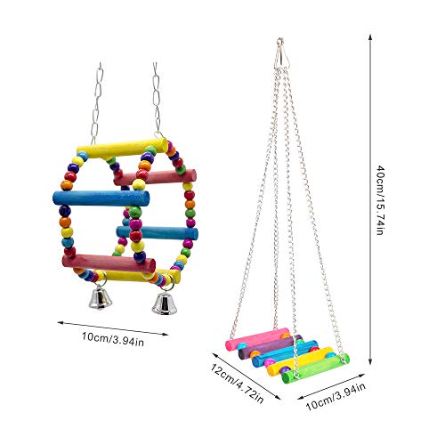 Gwotfy Bird Parrot Toys, 2 Paquetes Bird Swing Toy, Swing Hammock Bird Cage Juguetes para Loros pequeños periquitos Cockatiels