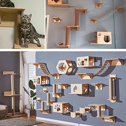 GXNINEF Cat Ledge Set-Cat Tree Ledge-Cat Activity Ledge-DIY Cat Wall Climbing Ladder-Cat Perched Ladder Bed Cat Ladder Convenient Climbing Platform-Simple and Safe Wall Mount,A