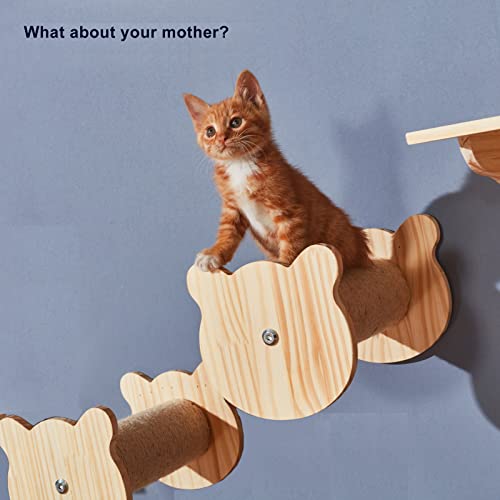 GXNINEF Cat Ledge Set-Cat Tree Ledge-Cat Activity Ledge-DIY Cat Wall Climbing Ladder-Cat Perched Ladder Bed Cat Ladder Convenient Climbing Platform-Simple and Safe Wall Mount,A