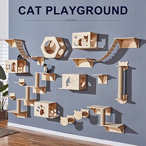 GXNINEF Cat Ledge Set-Cat Tree Ledge-Cat Activity Ledge-DIY Cat Wall Climbing Ladder-Cat Perched Ladder Bed Cat Ladder Convenient Climbing Platform-Simple and Safe Wall Mount,A