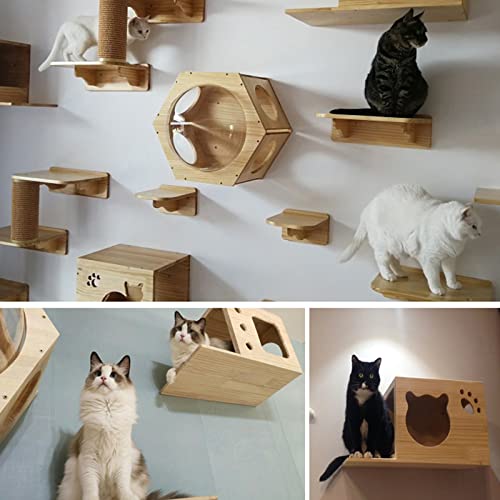 GXNINEF Cat Ledge Set-Cat Tree Ledge-Cat Activity Ledge-DIY Cat Wall Climbing Ladder-Cat Perched Ladder Bed Cat Ladder Convenient Climbing Platform-Simple and Safe Wall Mount,A