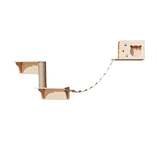 GXNINEF Cat Ledge Set-Cat Tree Ledge-Cat Activity Ledge-DIY Cat Wall Climbing Ladder-Cat Perched Ladder Bed Cat Ladder Convenient Climbing Platform-Simple and Safe Wall Mount,A