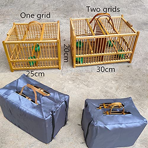 GYQYYGZ Birdcage Creativo bambú Hecho a Mano pájaros a Mano una Rejilla Dos cuadrículas Aves casa Suministros Mascotas Tienda Transporte Cuadrado casero decoración al Aire Libre Cubierta Neta