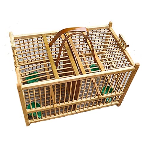 GYQYYGZ Birdcage Creativo bambú Hecho a Mano pájaros a Mano una Rejilla Dos cuadrículas Aves casa Suministros Mascotas Tienda Transporte Cuadrado casero decoración al Aire Libre Cubierta Neta