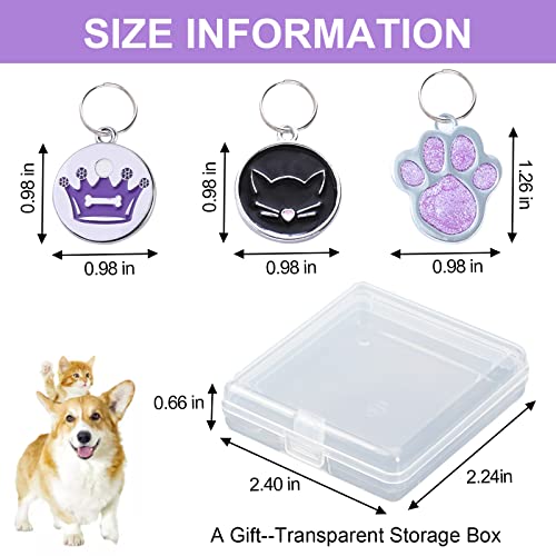 HACRAHO Etiqueta de Identificación de Perro, 20 PCS Corona de impresión Gato Patrones de Etiquetas de Nombre de Mascotas con Anillos de Etiquetas de identificación de Mascotas para Perros y Gatos