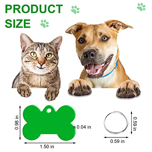 HACRAHO Etiqueta de identificación para mascotas, 20 etiquetas personalizadas para perros y cachorros, color verde
