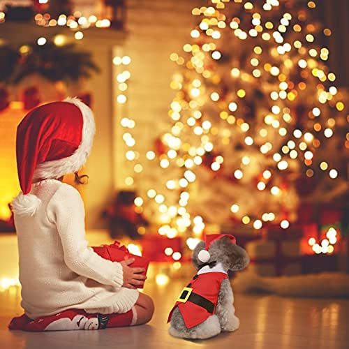 HACRAHO Traje de Navidad para mascotas, 2 piezas de traje de Papá Noel para perro con gorra de invierno para perros y mascotas, L