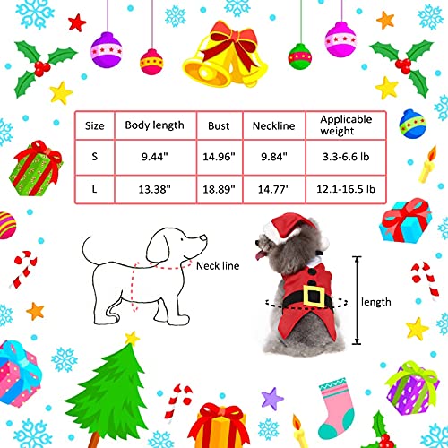 HACRAHO Traje de Navidad para mascotas, 2 piezas de traje de Papá Noel para perro con gorra de invierno para perros y mascotas, L