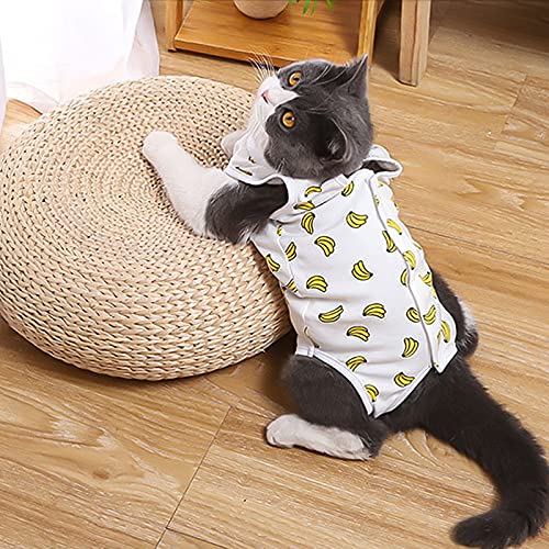HACRAHO Traje de recuperación de gato, 1 pieza Banana Soft Cat quirúrgico, recuperación de cirugía de gato, camisa protectora para gatos y perros, contorno de pecho 15.4 pulgadas