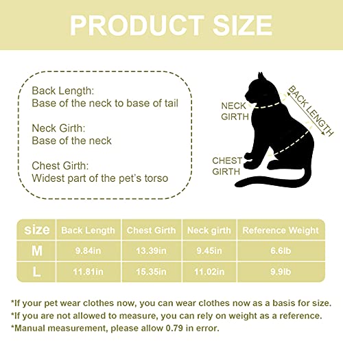 HACRAHO Traje de recuperación de gato, 1 pieza Banana Soft Cat quirúrgico, recuperación de cirugía de gato, camisa protectora para gatos y perros, contorno de pecho 15.4 pulgadas