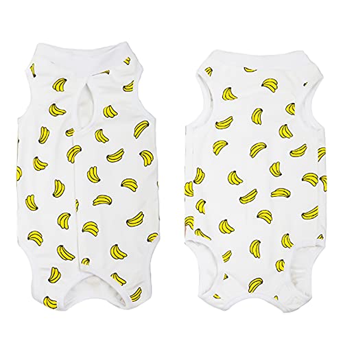 HACRAHO Traje de recuperación de gato, 1 pieza Banana Soft Cat quirúrgico, recuperación de cirugía de gato, camisa protectora para gatos y perros, contorno de pecho 15.4 pulgadas