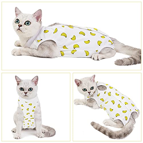 HACRAHO Traje de recuperación de gato, 1 pieza Banana Soft Cat quirúrgico, recuperación de cirugía de gato, camisa protectora para gatos y perros, contorno de pecho 15.4 pulgadas