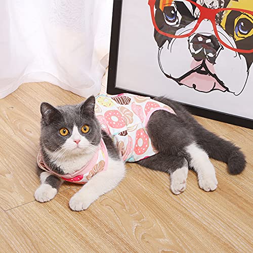 HACRAHO Traje de recuperación para Gatos, 1 Pieza de Ropa de recuperación quirúrgica para Mascotas, Alternativa Transpirable para Perros y Gatos, rosquillas, Contorno de Pecho de 15,35 Pulgadas