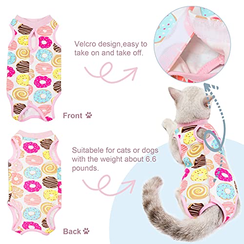 HACRAHO Traje de recuperación para Gatos, 1 Pieza de Ropa de recuperación quirúrgica para Mascotas, Alternativa Transpirable para Perros y Gatos, rosquillas, Contorno de Pecho de 15,35 Pulgadas