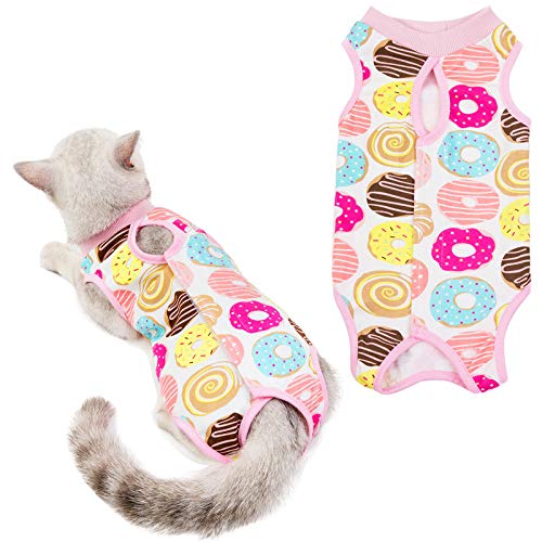HACRAHO Traje de recuperación para Gatos, 1 Pieza de Ropa de recuperación quirúrgica para Mascotas, Alternativa Transpirable para Perros y Gatos, rosquillas, Contorno de Pecho de 15,35 Pulgadas