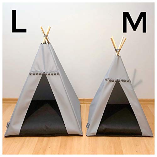 Halkalife Cama de tipi para gatos, tienda de campaña Glamour para gatos y perros, casa para gatos, gato wigwam, nido para gatos, tienda para cachorros (M, negro, pantera)