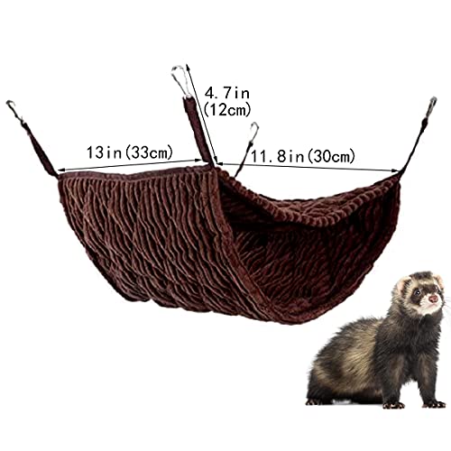 Hamaca de animales pequeños, hamaca de hurón, hamaca y jaula de túnel para rata, hámster, ardilla, accesorios de hurones de conejillos de indias, tubo de túnel colgante para jaula (café)