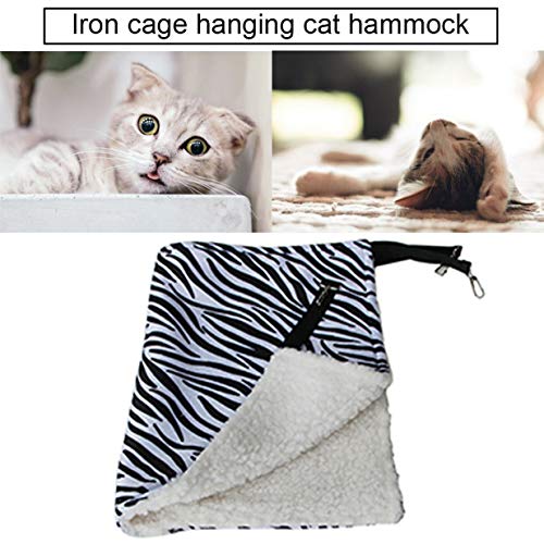 Hamaca de invierno para gato, cálida y colgante, suave para gato, jaula de gato, funda para cama de aire para mascotas, diseño de lunares blancos y negros