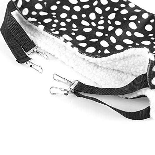 Hamaca de invierno para gato, cálida y colgante, suave para gato, jaula de gato, funda para cama de aire para mascotas, diseño de lunares blancos y negros