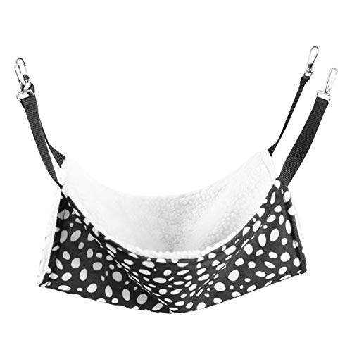 Hamaca de invierno para gato, cálida y colgante, suave para gato, jaula de gato, funda para cama de aire para mascotas, diseño de lunares blancos y negros