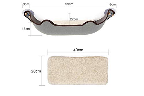 Hamaca para gatos montada en la pared Hamaca para gatos con ventosa Ventana fija Cama para mascotas con cómodo cojín para el sol Gris