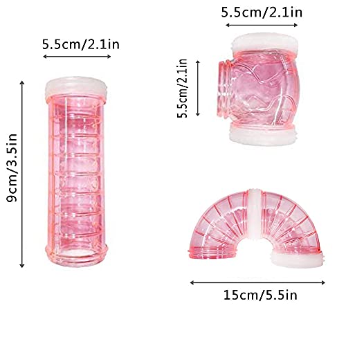 Hámster Tubo, 1 Pieza Hámster Tubo Túnel de Plástico, Hámster Tubos Juguetes Jaula Túnel, Tubos de Hámster Transparentes, Túnel de Hámster de Bricolaje, para Hámster y Otros Animales Pequeños, Rosado