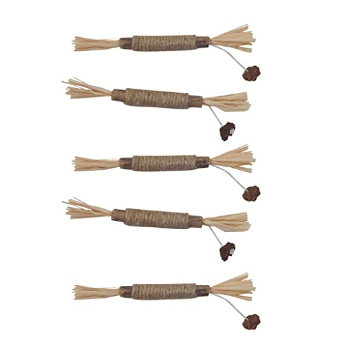 HANBOLI Juguetes para gatos, paquete de 5 juguetes para gatos Silvervine Sticks Limpieza de dientes Interactivo Masticar Juguete para interiores Gatos Gatito Dentición Stick para todas las edades