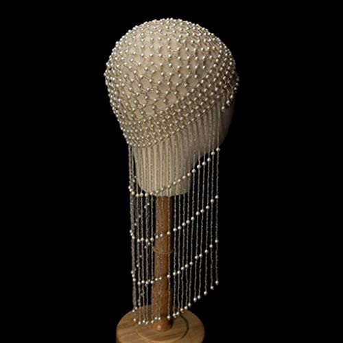 Handmade Hollowed Pearl Tassel Forehead Headpiece Bridal Head Chain for Women Pearls Head Cap Hat Headband Accessories