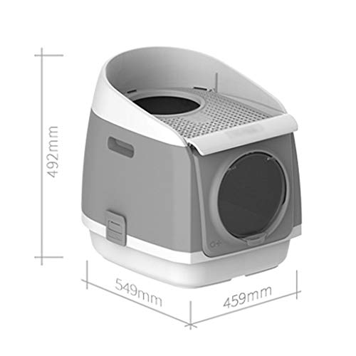 hanxiaoyishop Arenero Gatos Nueva Caja de Arena Cabina Libre Totalmente Cerrada Anti-Salpicaduras Inodoro de Gato Puerta Doble Grande Cat Lavabo de Arena Arenero Gato (Color : Gray)