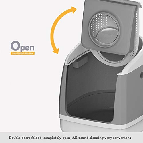 hanxiaoyishop Arenero Gatos Nueva Caja de Arena Cabina Libre Totalmente Cerrada Anti-Salpicaduras Inodoro de Gato Puerta Doble Grande Cat Lavabo de Arena Arenero Gato (Color : Gray)