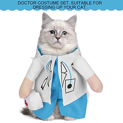 Haokaini Ropa para Mascotas Lindo Doctor Disfraz Gato Doctor Traje Vestirse Ropa Suministros para Mascotas