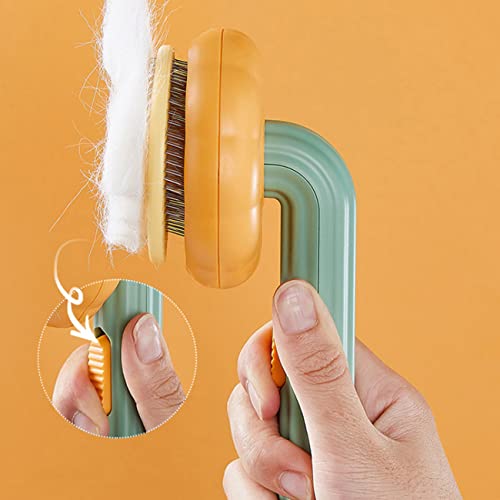 Haoo Suministros para mascotas peine para ir peine de pelo flotante con un solo clic dehair gato cepillo perro pelo largo y corto auto-limpieza peine anudado peine (blanco)