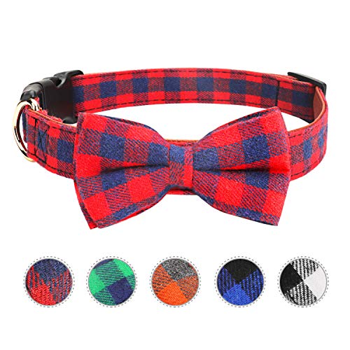 HAOPINSH Pajarita para perro, collar para gato con pajarita, hebilla ligera, collar para perros y gatos mascotas, suave, cómodo, ajustable, color rojo