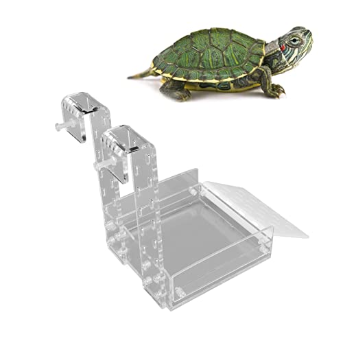 HAOX Plataformas para Tomar el Sol Tipo Valla de Tortuga, Plataforma de Tortuga de Acuario Transparente Desmontada Multifuncional para Rana de Tortuga Reptil Pequeña(TE)