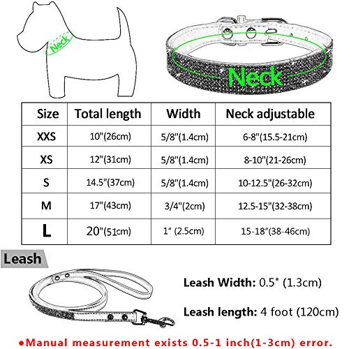 haoyueer Lindo deslumbrante y elegante elegante de gamuza suave de cuero con diamantes de imitación de cristal Jeweled Pet Cat Dog Dog Collar de perrito Combo de correa para perro (M, negro)