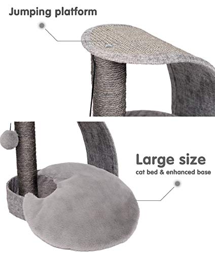 Happi N Pets Árbol rascador para gatos, equipado con una cama grande y suave, nido para gatos y juguetes interactivos.
